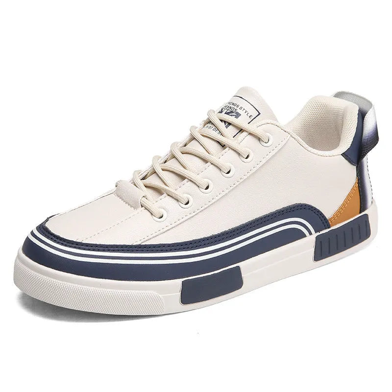 Men's breathable canvas shoes with section mesh design in beige, white and green colour options