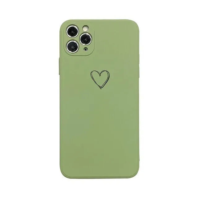 Silicone TPU back cover case for Apple iPhone in various solid colours including black, pink, and green.
