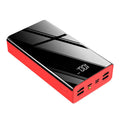 Black and red 40000 mAh power bank with LCD display showing battery percentage