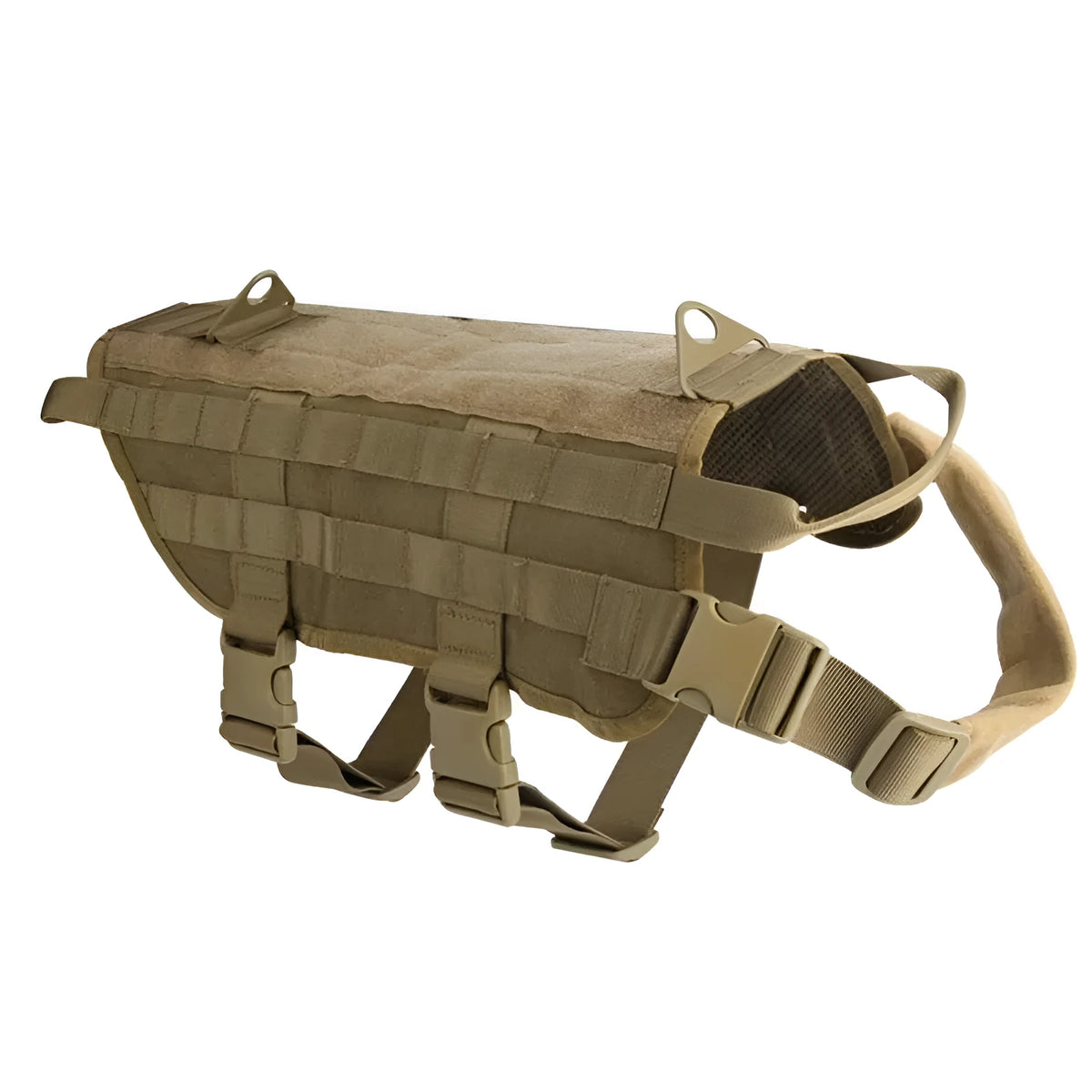 Military nylon dog training vest in Army Green, Black, CP or NISSE, sizes XS to XL