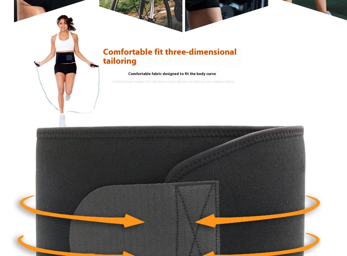 Neoprene lumbar support belt for adult fitness and sports activities in black colour
