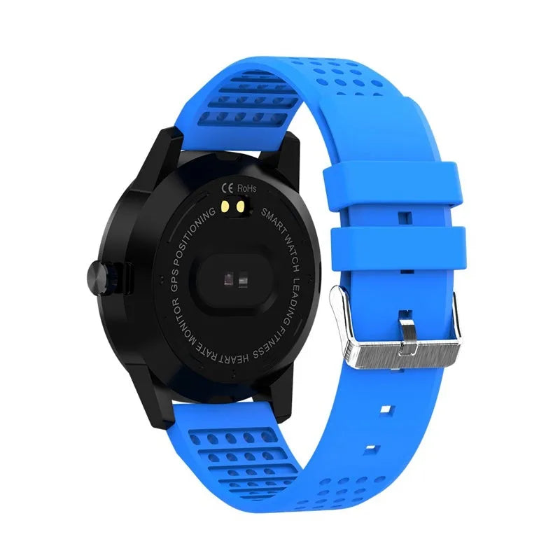 T2 smart bracelet with colour screen displaying heart rate on wrist in black or blue