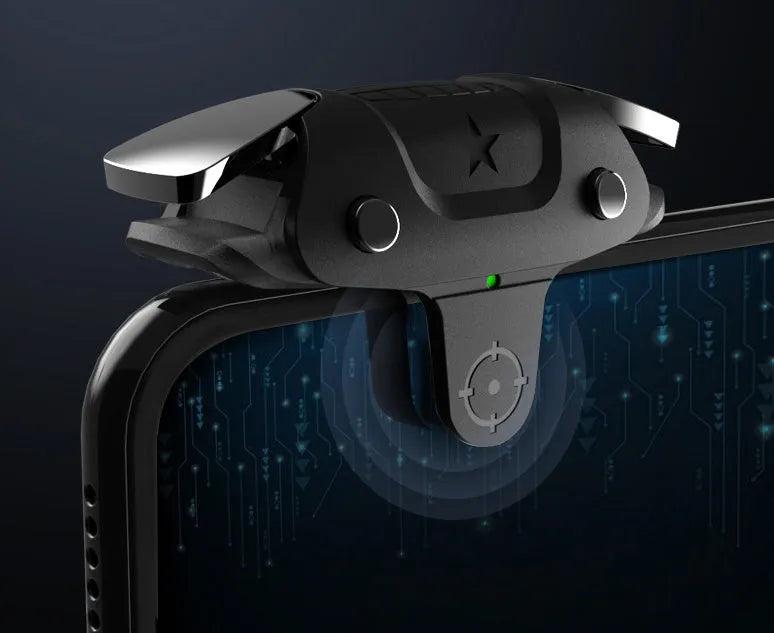 Black USB mobile game controller joystick for Android phones showing compact 5cm width.