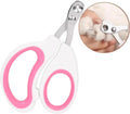 Blue cat nail clippers with circular cut hole and cushioned non-slip handles on a white background.