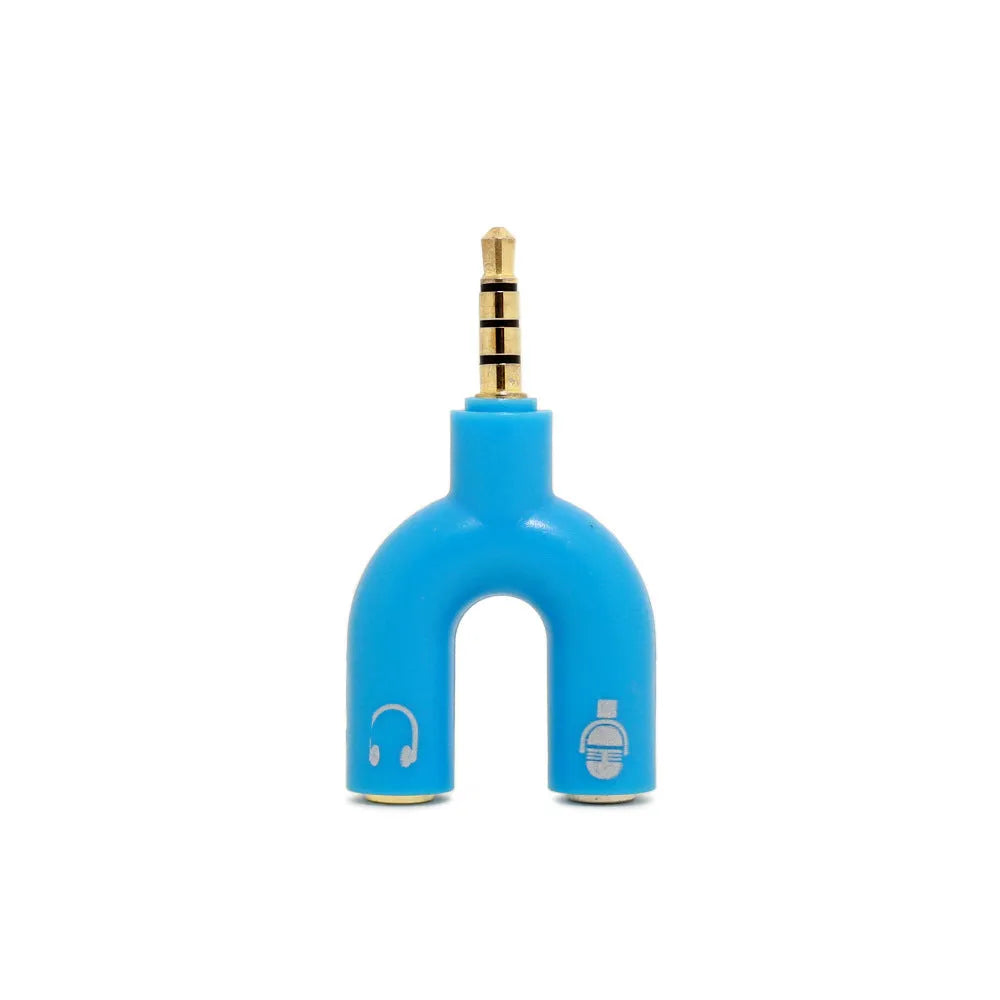 3.5mm audio splitter adapter in multiple colours with gold-plated connections