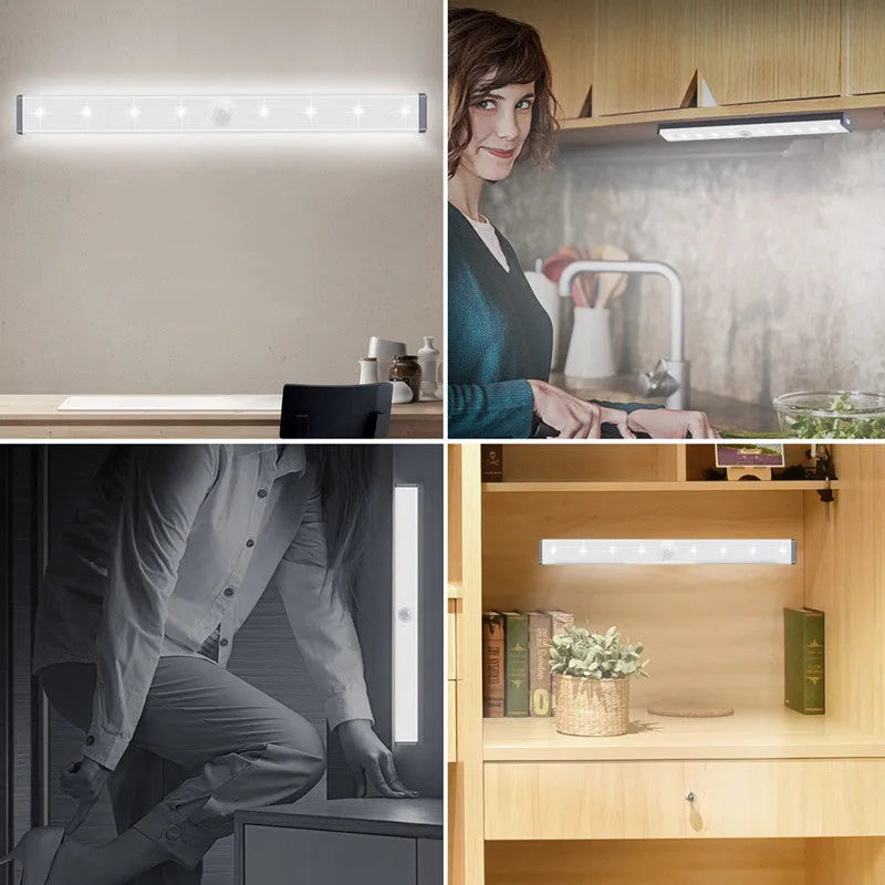 USB rechargeable magnetic LED closet light with motion sensor in aluminium housing