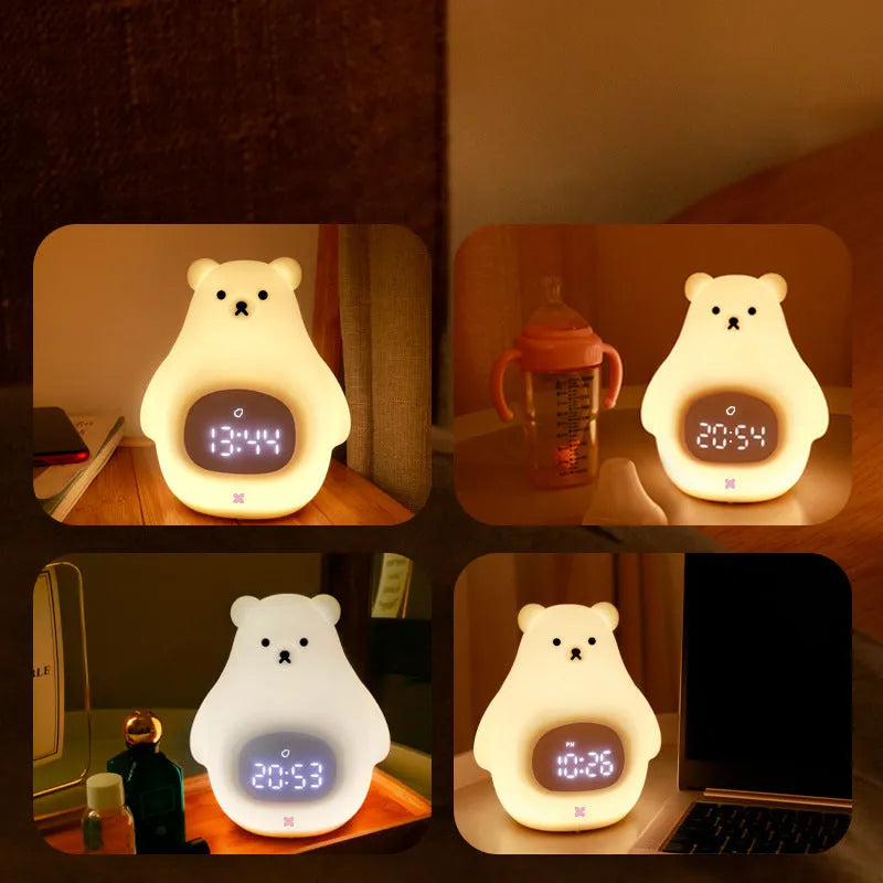 Big White Bear cartoon silicone night light with sleeping timer and remote control