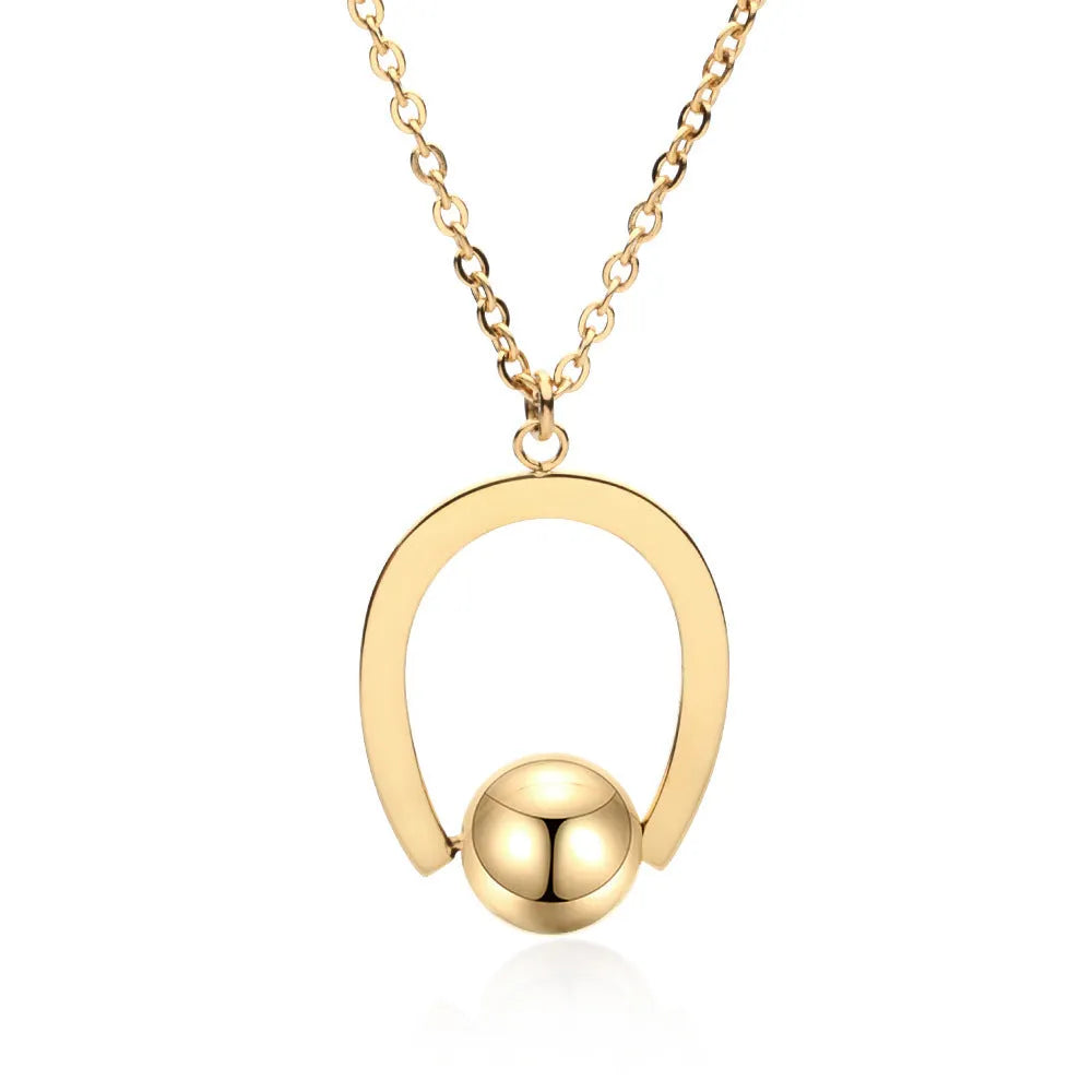 Stainless steel bead chain necklace with geometric pendant in gold or silver finish, adjustable 21-50cm length.