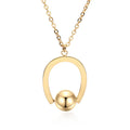 Stainless steel bead chain necklace with geometric pendant in gold or silver finish, adjustable 21-50cm length.
