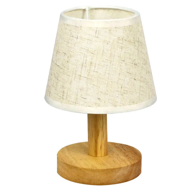 Vintage pleated table lamp with linen shade and bamboo base in Korean style