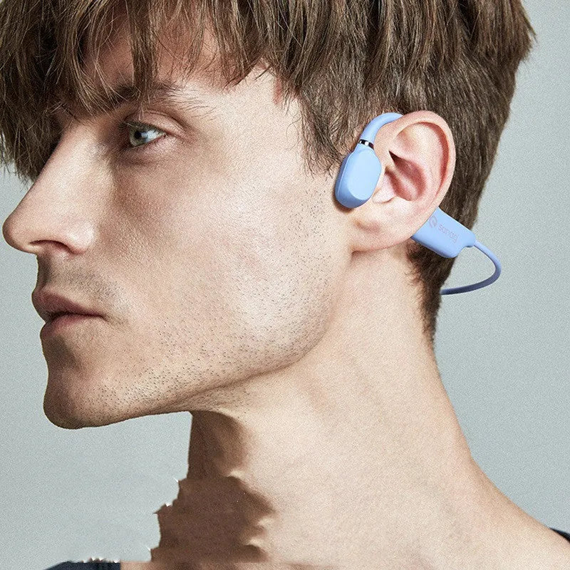 Wireless bone conduction headphones with hanging neck design in multiple colours for sports use