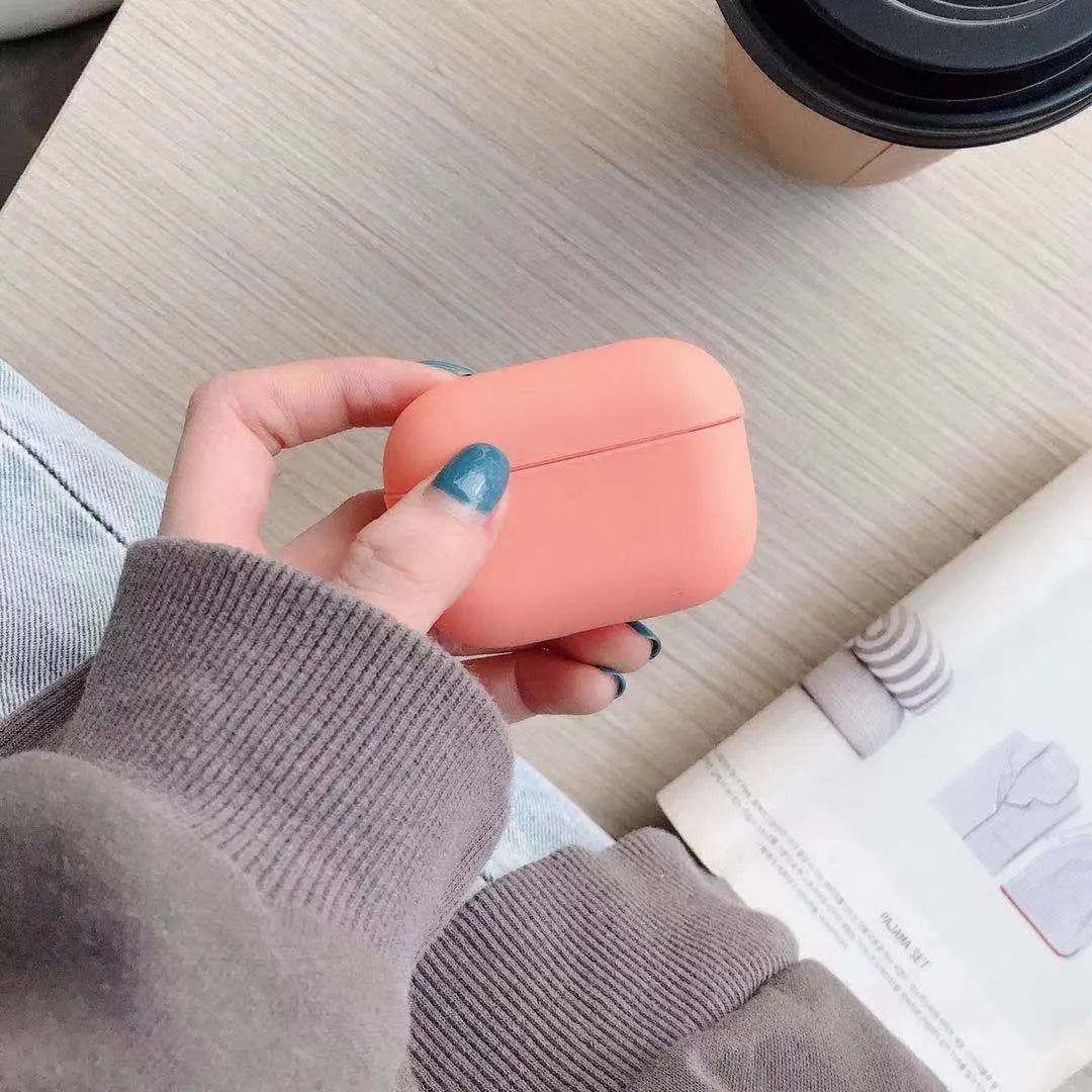 Plastic protective case for Apple AirPods Pro earphones shown in one of twelve available colours.