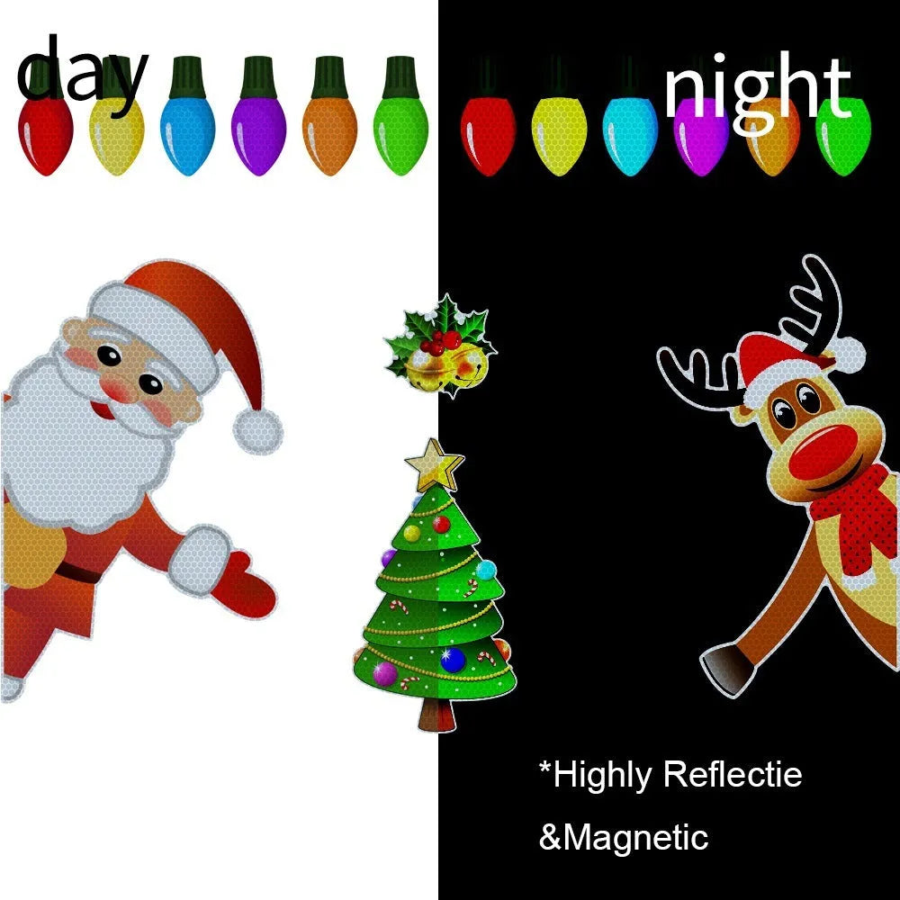 Christmas elk reflective magnetic car decoration sticker with cartoon design in RFM025 colour