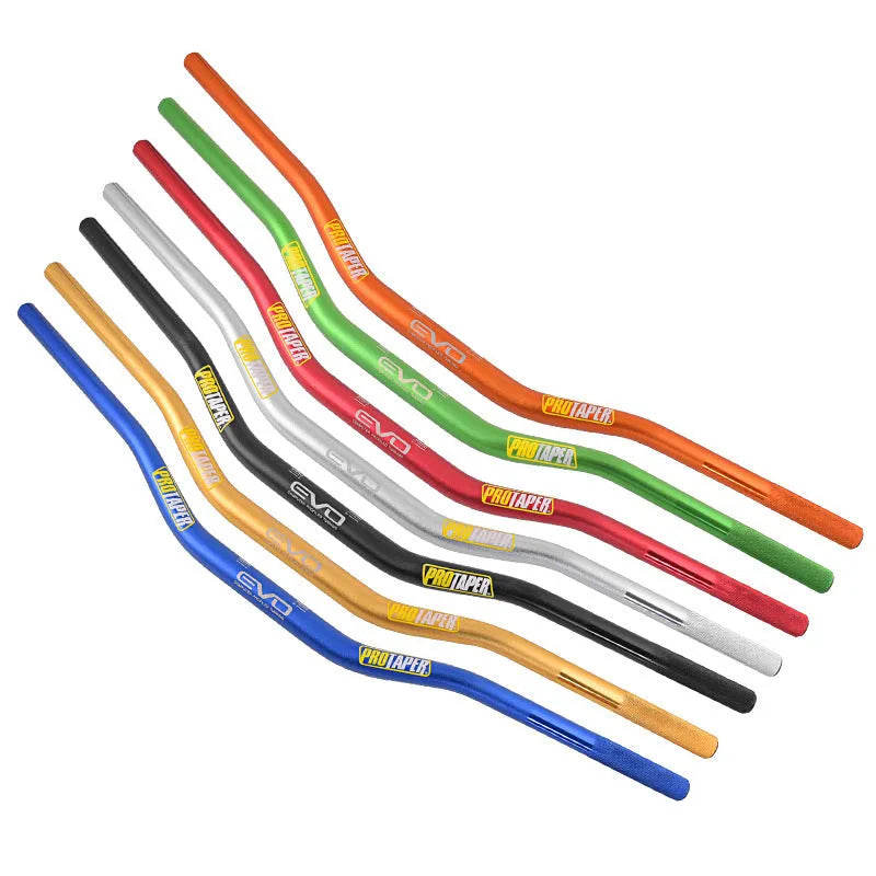 Orange aluminium motorcycle handlebar with 28mm diameter on a white background.