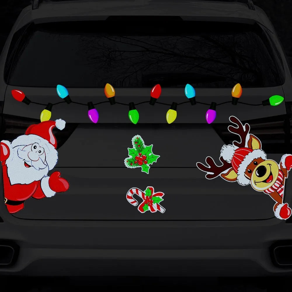 Medium Christmas elk reflective magnetic sticker with six thread colour cartoon design