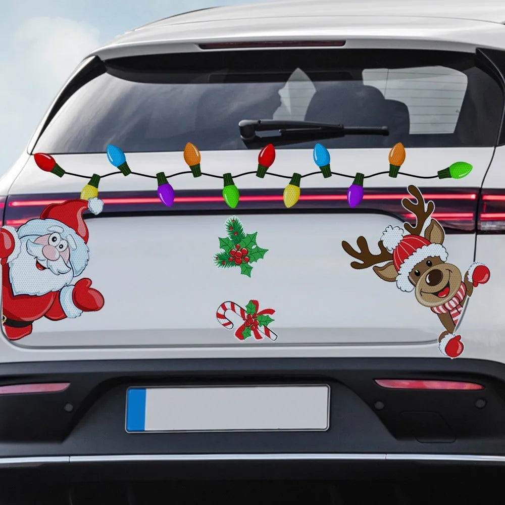 Medium Christmas elk reflective magnetic sticker with six thread colour cartoon design