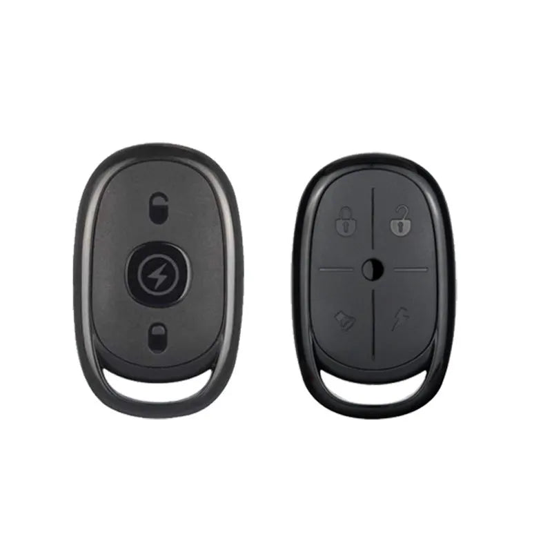 Compact black ABS plastic wireless remote control for duplicating car key signals, showing button layout.