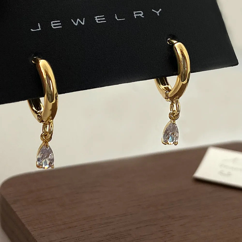 Zircon jewellery set with geometric meteor shower necklace, earrings and anklet in Korean style