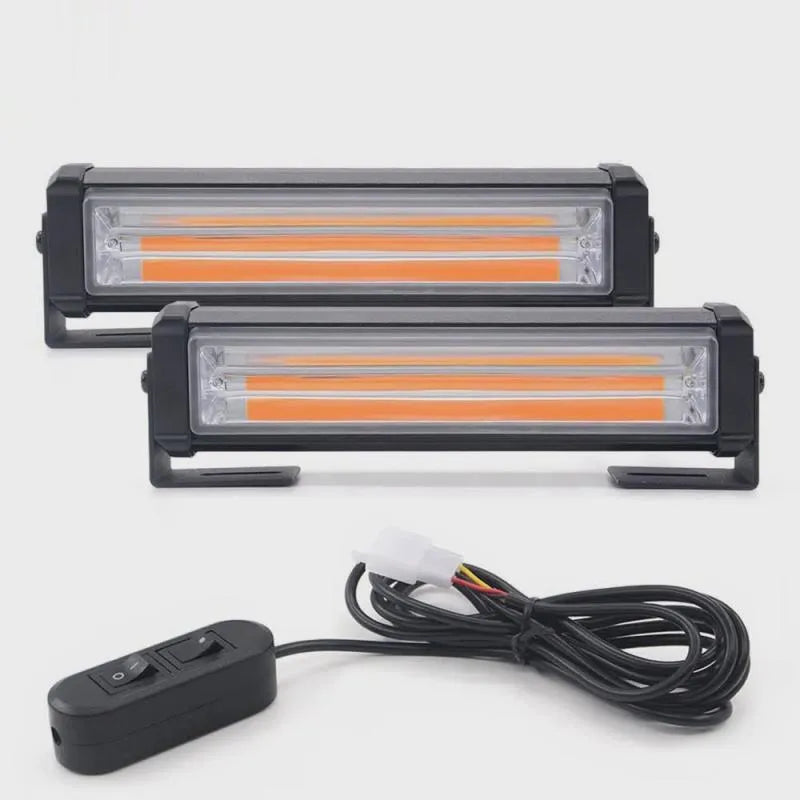 Yellow aluminium alloy and PC vehicle strobe warning light with a 160mm size and 9W COB LED.