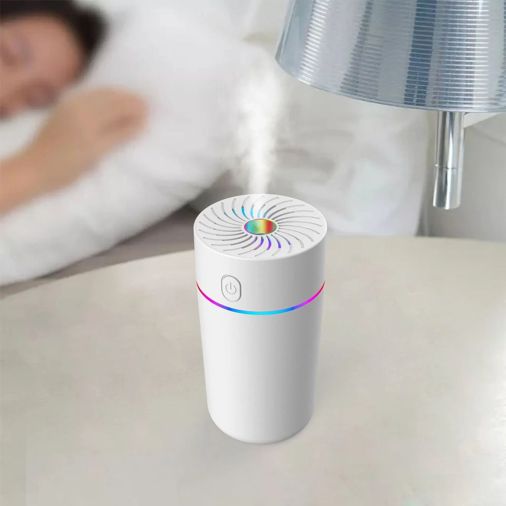 USB car mini humidifier with aromatherapy function in black and white colour options