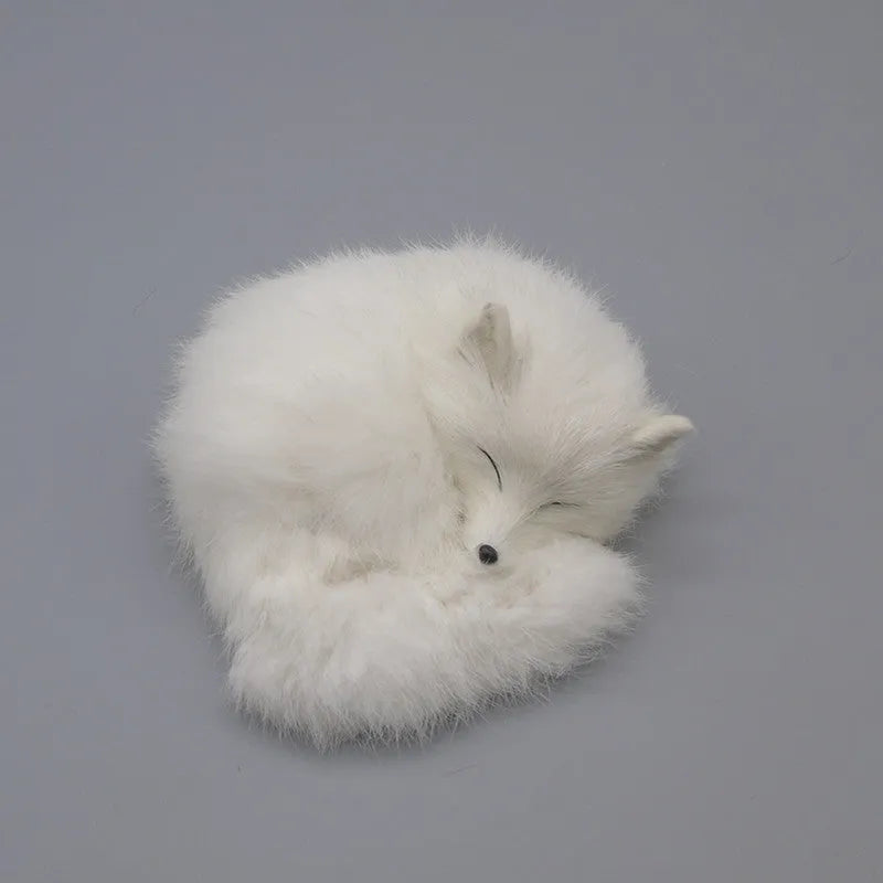 Artificial white fox fur car decoration measuring 15cm long with yellow and red colour options