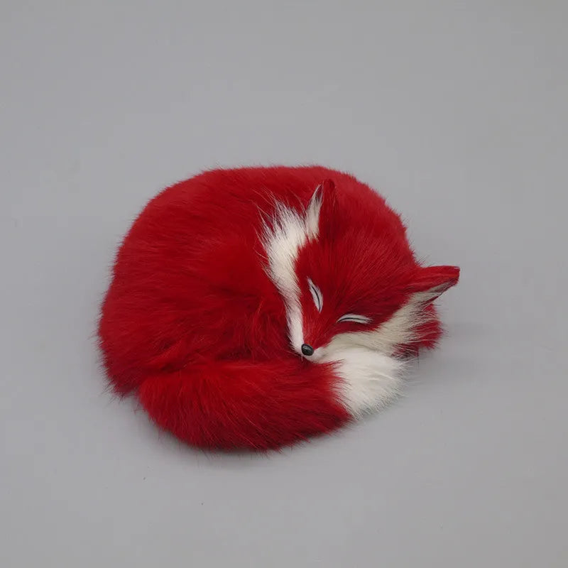 Artificial white fox fur car decoration measuring 15cm long with yellow and red colour options