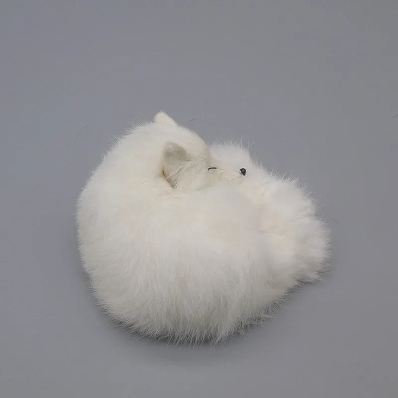 Artificial white fox fur car decoration measuring 15cm long with yellow and red colour options