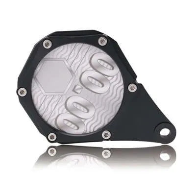 Black carbon fibre pattern motorcycle tax seal with six-corner screw