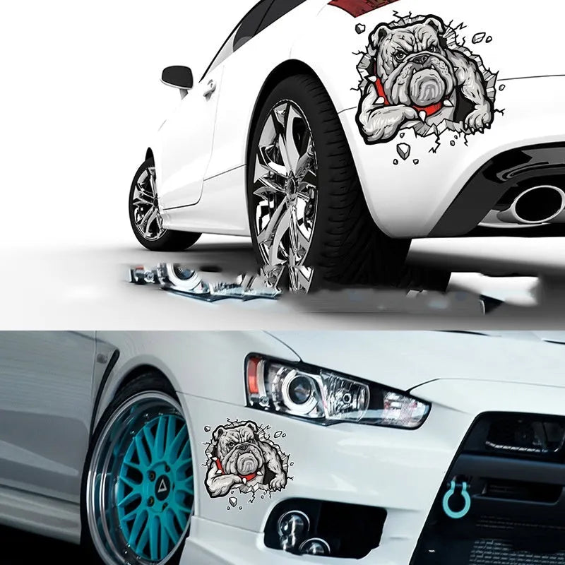Grey dog pattern motorcycle decorative sticker with 17cm dimensions and custom sizing options