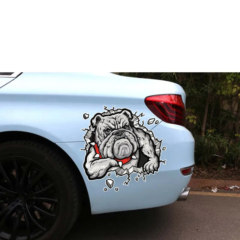 Grey dog pattern motorcycle decorative sticker with 17cm dimensions and custom sizing options
