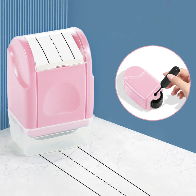Plastic English line roller seal in rectangular shape with photosensitive stamping function