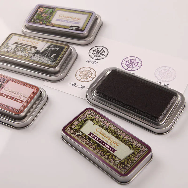 Rectangular notebook stamp pad with oily ink in five colour options for DIY crafts