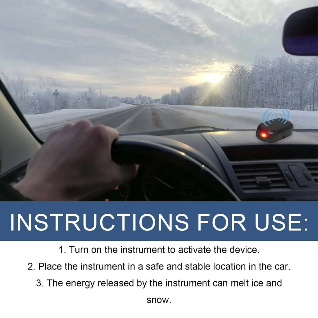 Black car snow removal deicer tool with special glass construction, 5cm long.