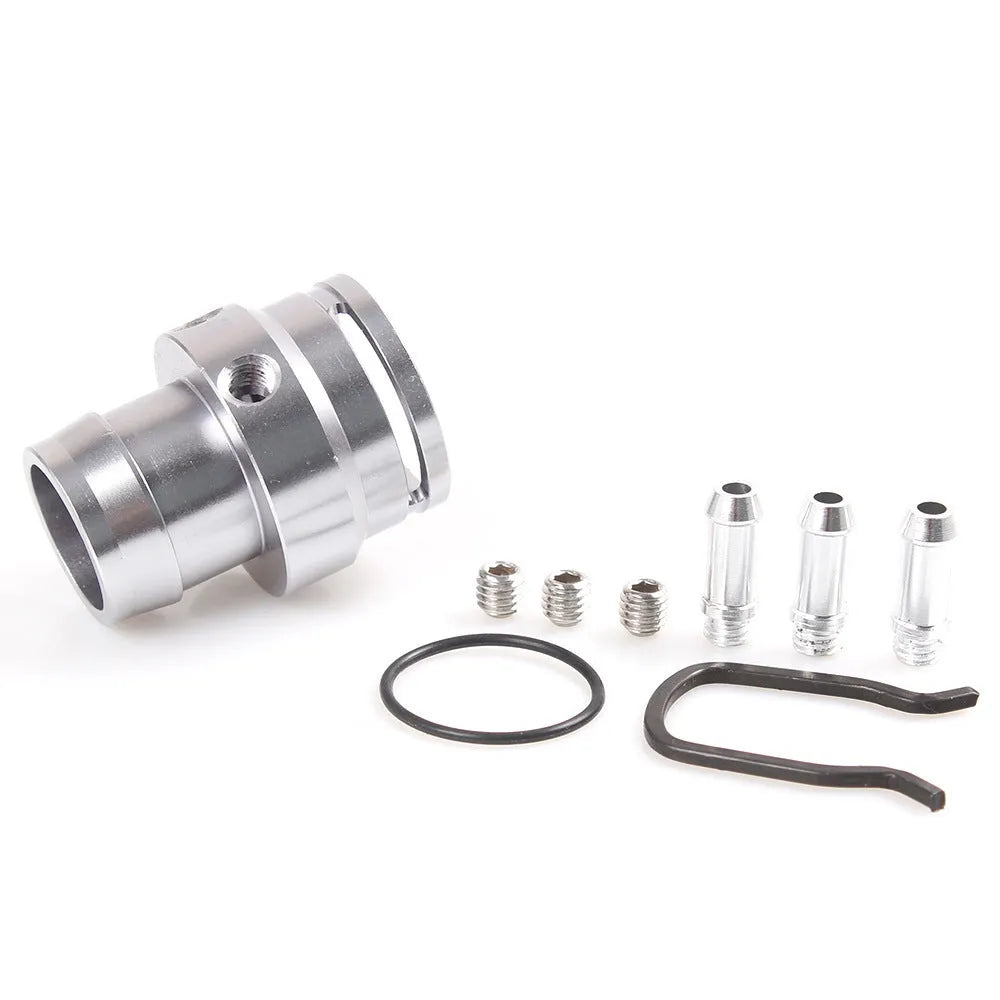 Second generation engine vacuum adapter tee in black or titanium colour with barbed hose fittings