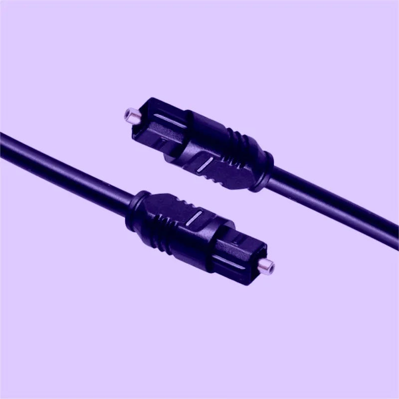 Black Toslink optical audio cable with square connector showing 2 metre length and 4mm plug