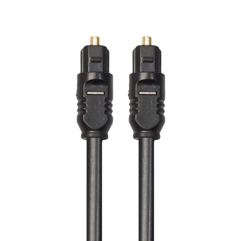 Black Toslink optical audio cable with square connector showing 2 metre length and 4mm plug