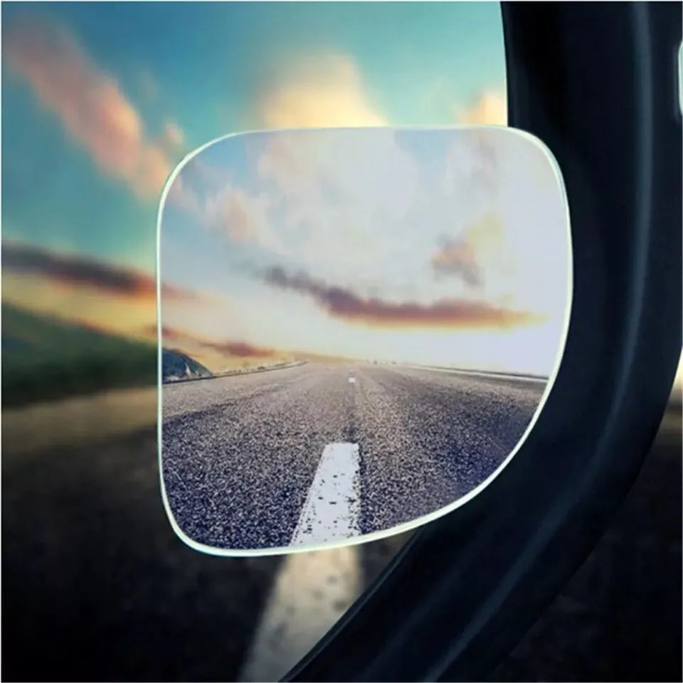 White fan-shaped car blind spot mirror with 360-degree adjustment