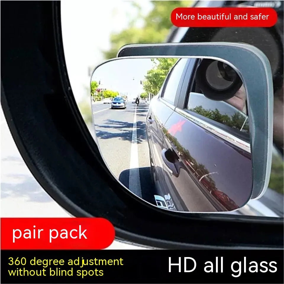 White fan-shaped car blind spot mirror with 360-degree adjustment