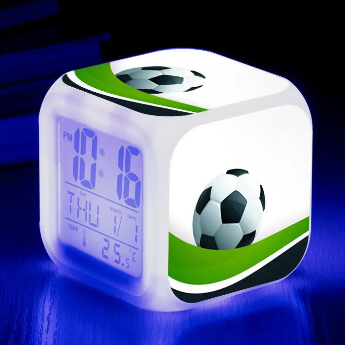 Football pattern cartoon alarm clock with mute alarm function for students and children