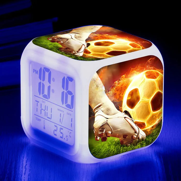 Football pattern cartoon alarm clock with mute alarm function for students and children