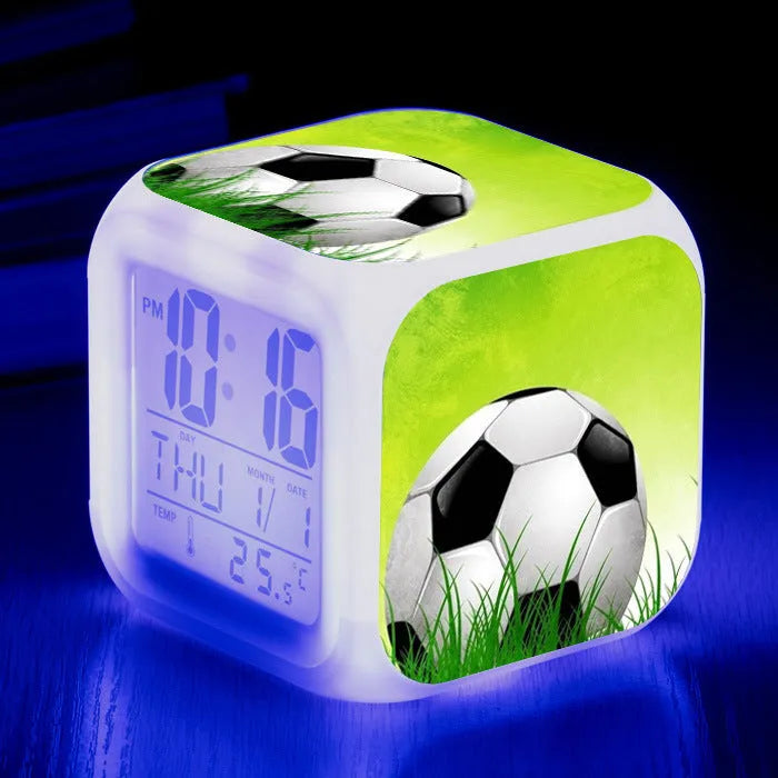 Football pattern cartoon alarm clock with mute alarm function for students and children