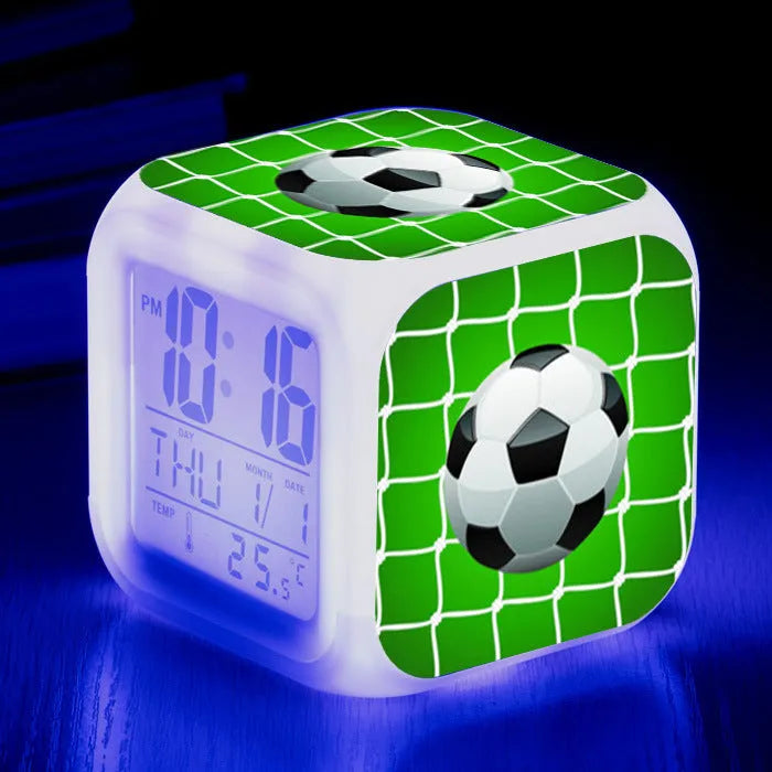 Football pattern cartoon alarm clock with mute alarm function for students and children