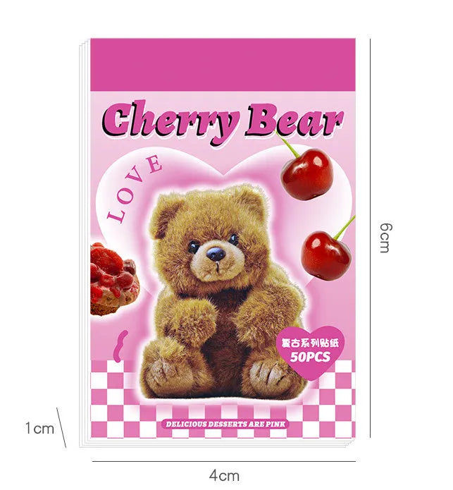 American retro cartoon sticker book showing 50 adhesive sheets in six colour options with 4x6cm sizing