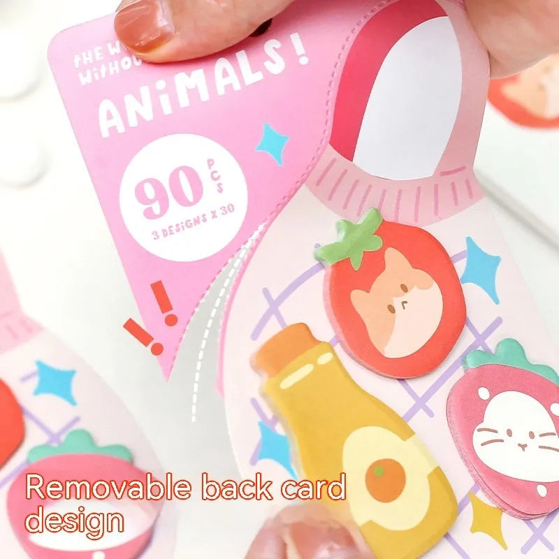 Small animal shaped sticky note set with 90 pages showing six colourful cover designs