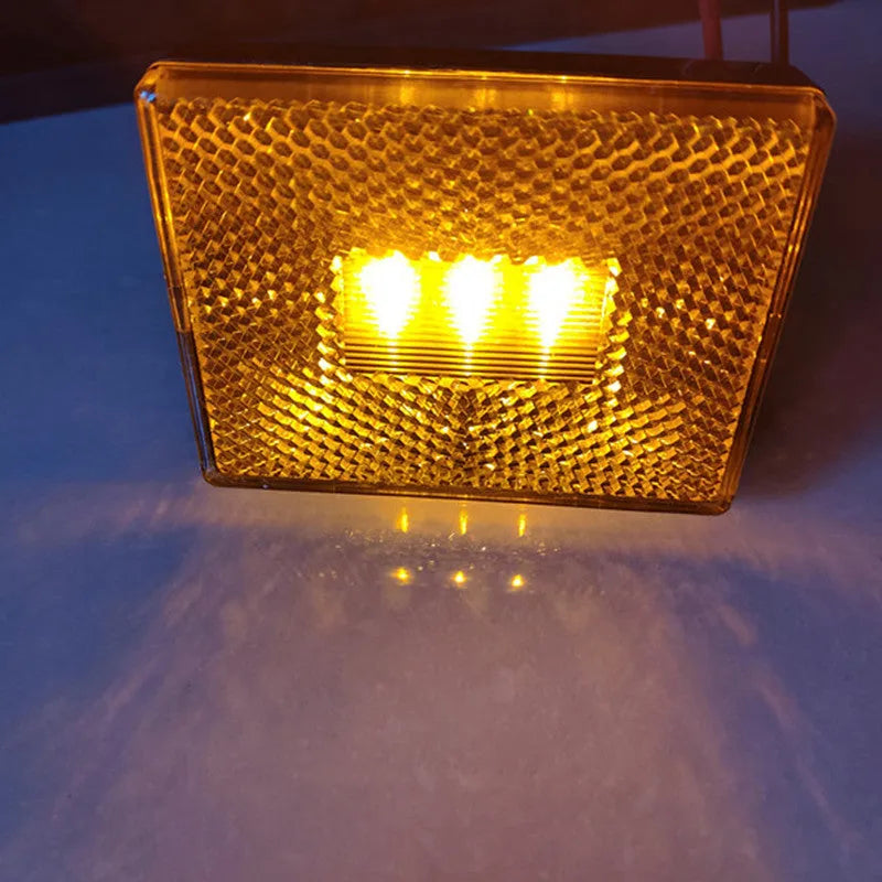 Red and yellow LED trailer side clearance lamp with transparent UV PC cover and 19cm wire.