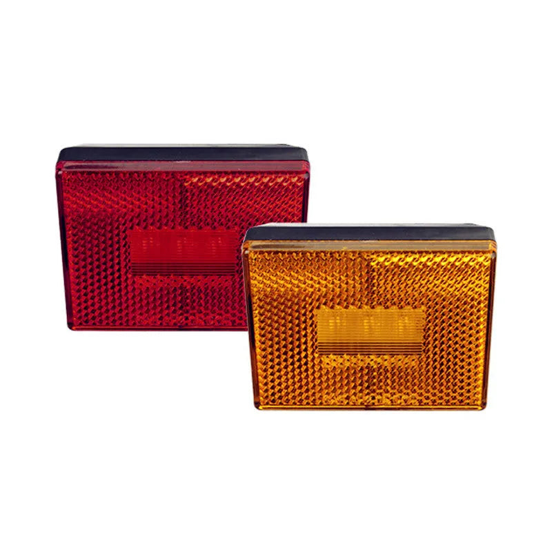 Red and yellow LED trailer side clearance lamp with transparent UV PC cover and 19cm wire.