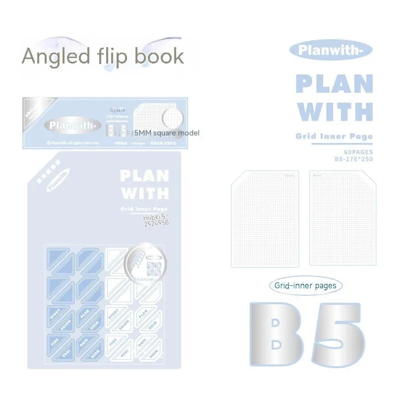 Oblique angle artsy ins style student draft notebook in A5 and B5 sizes with 60 sheets