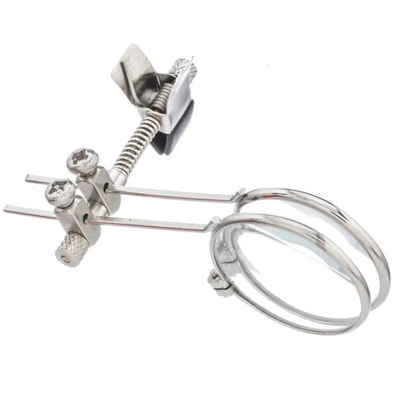 Auxiliary reading glasses double clip with metal bracket and glass lens attached to eyewear