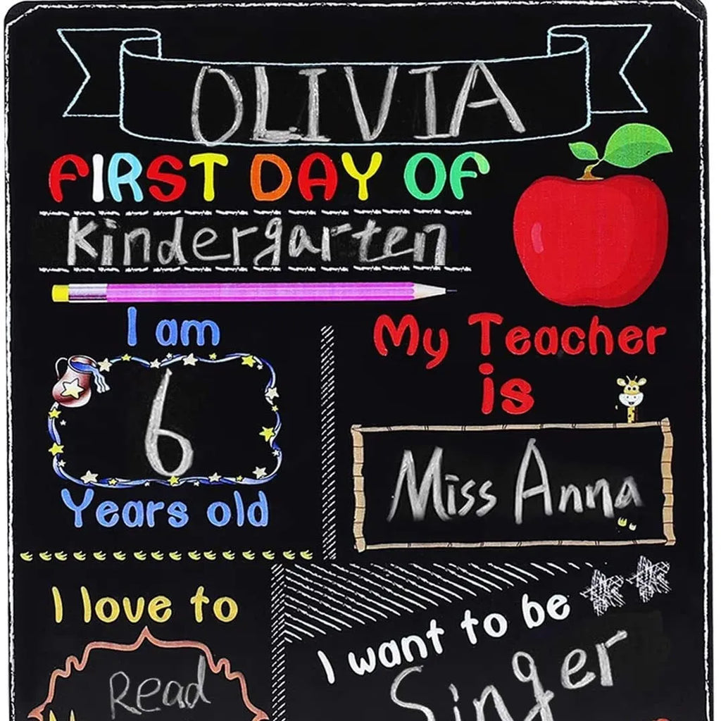 Wooden first day of school blackboard ornament with modern simplicity design