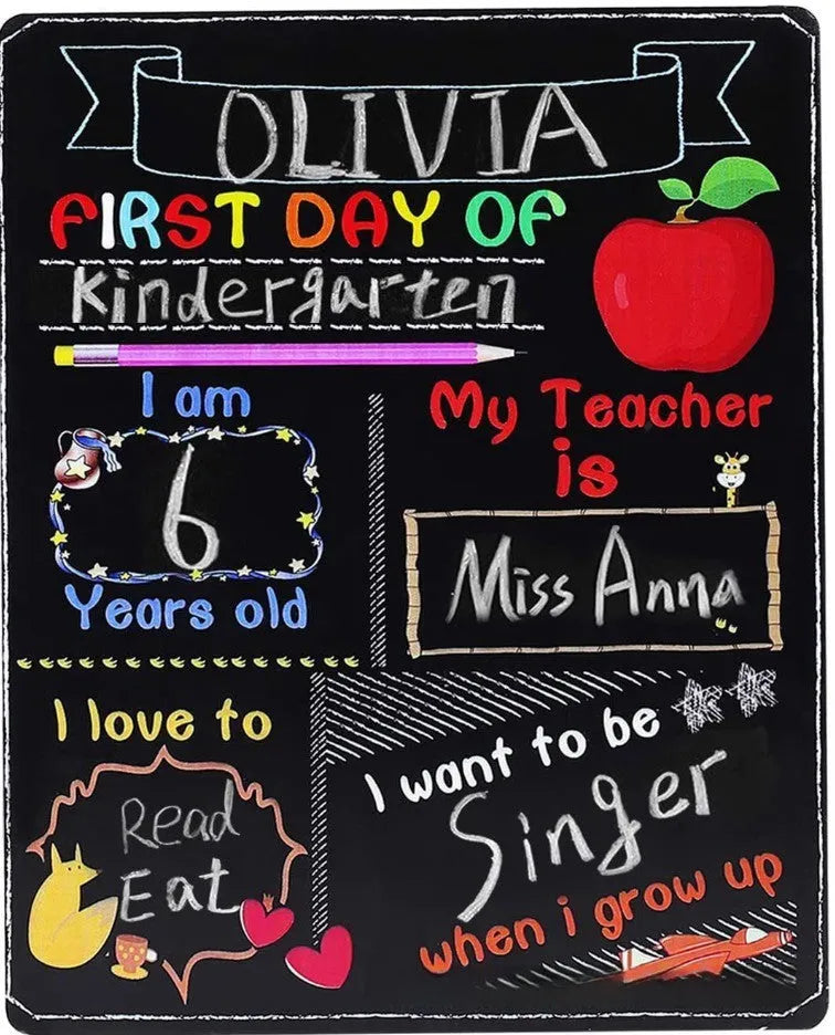 Wooden first day of school blackboard ornament with modern simplicity design